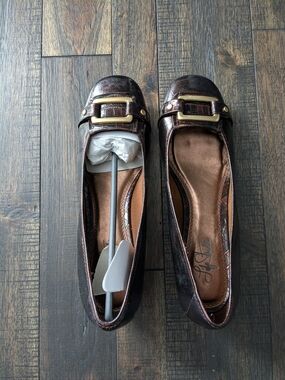 Life Stride Bronze Metallic Buckle Loafers